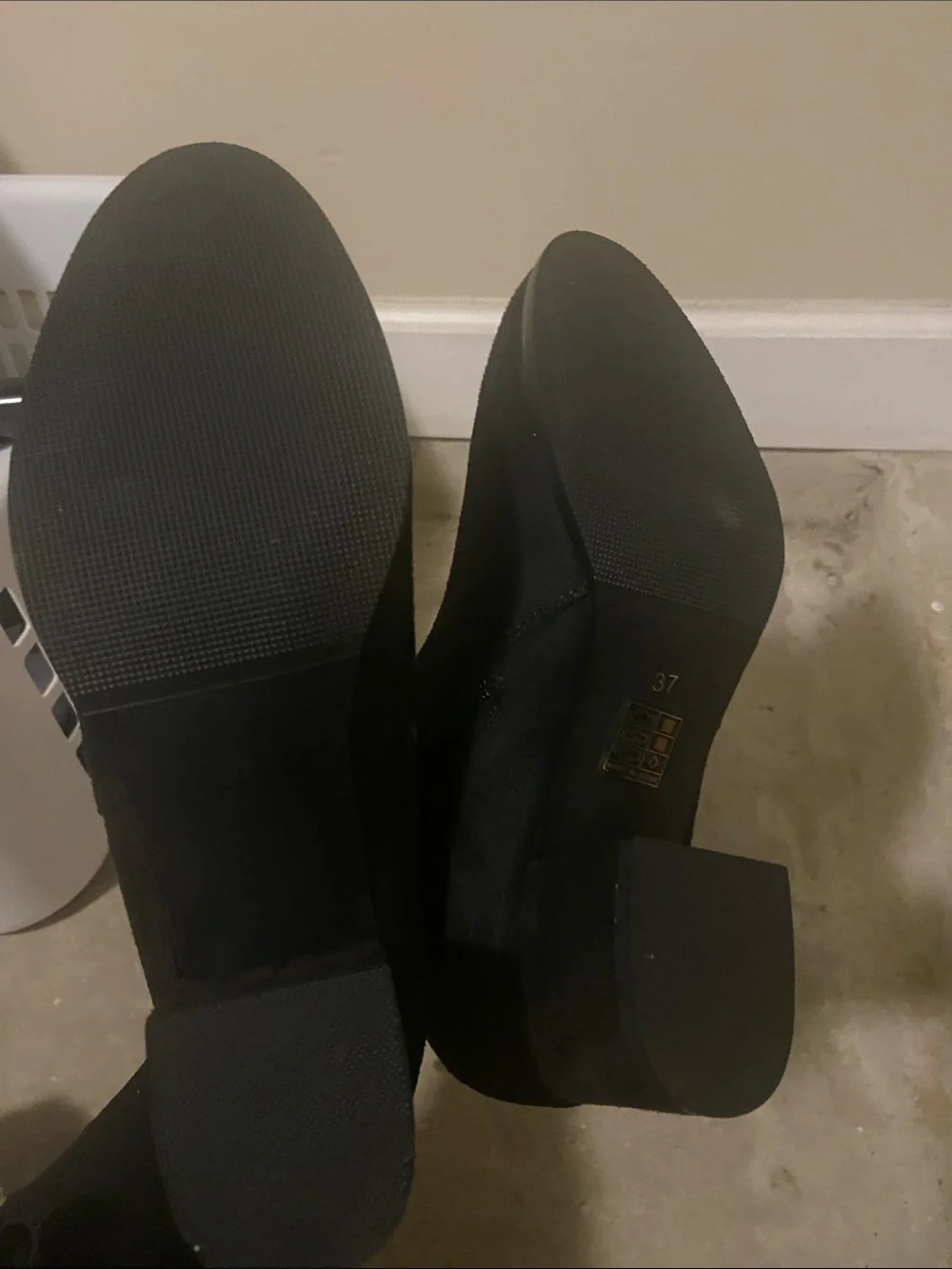 Women's Black Suede Ankle Booties with Block Heel